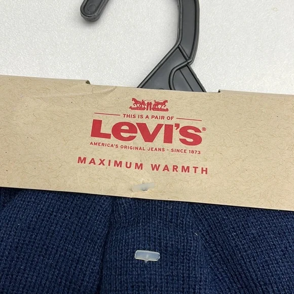 NEW Levi’s Blue Maximum Warmth Sweater Knit Scarf and Hat Set Men’s One Size NEW - Picture 2 of 4